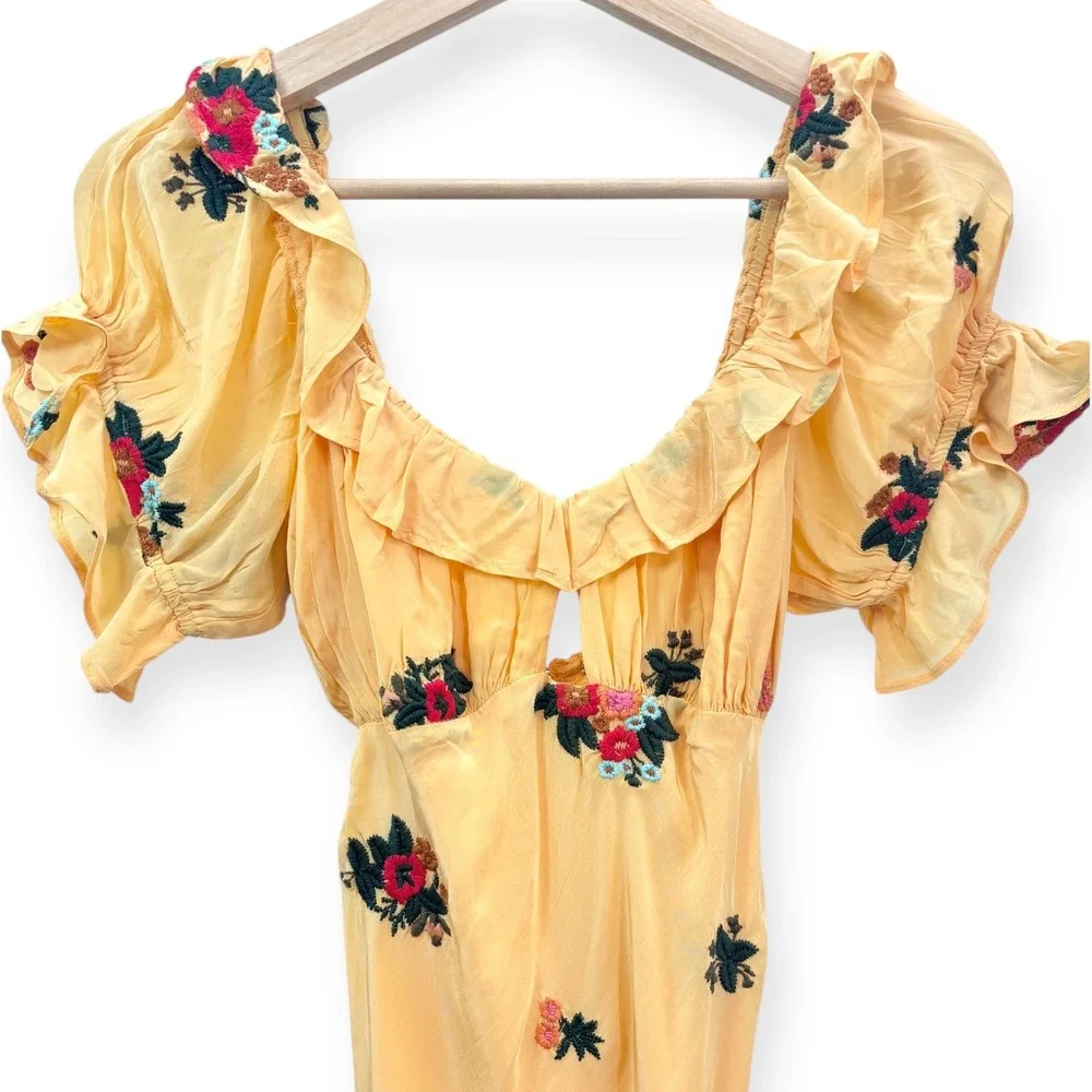 NWT‎ Free People Bali Santa Cruz Ruffle Dress Maxi - Size Medium
